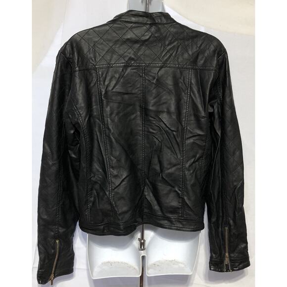 Say What? Cropped Faux Leather Jacket XL Black Gold Zipper Accents Motorcycle - Picture 4 of 9
